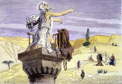 São Simeão o estilista pregando em uma coluna. de Unknown artist