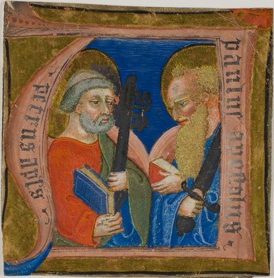 Santos Pedro e Paulo num "N" inicial historiado de um livro de coro de Unknown artist