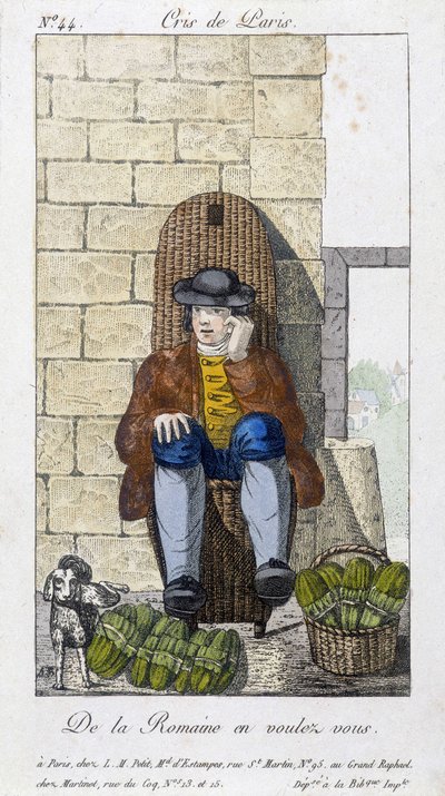 Vendedor de saladas - em "Cris de Paris", deb. Século XIX de Unknown artist