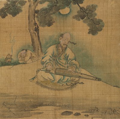 Erudito jogando um Qin de Unknown artist