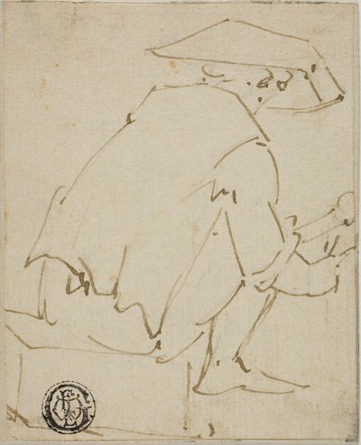 Homem sentado visto de costas de Unknown artist
