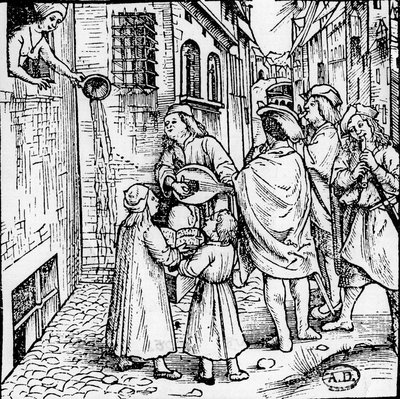 Serenade estudiantine (músicos), Bale, circa 1500 - gravura, Bibl. de Unknown artist