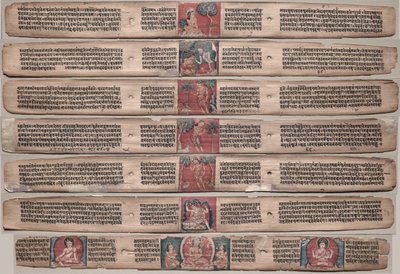 Sete Folhas de um Manuscrito do Gandavyuha-sutra (Escritura da Matriz Suprema) de Unknown artist