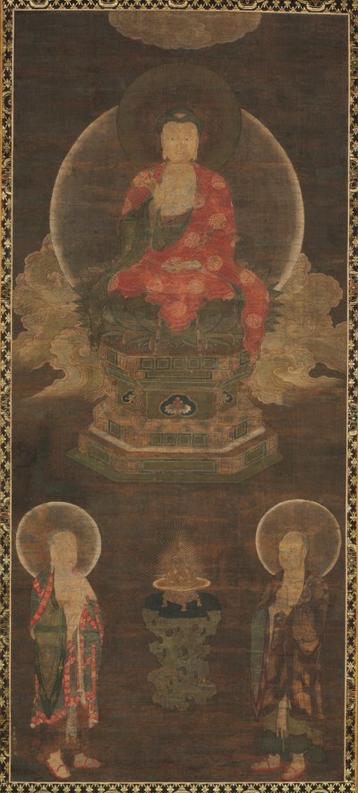Tríade Shakyamuni: Buda atendido por Manjushri e Samantabhadra (Buda) de Unknown artist
