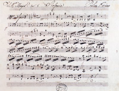 Página de música para o primeiro violino na Symphony n. 7, de Mozart de Unknown artist