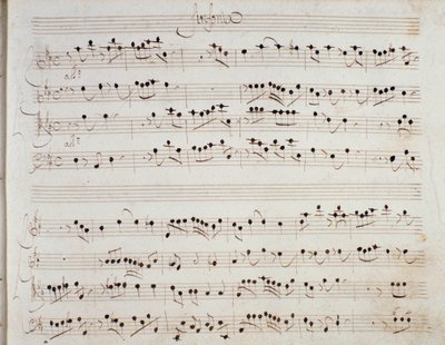 Página de música para a ópera Mithridate de Giuseppe Aldrovandini (1706) de Unknown artist