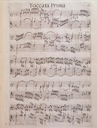 Página de música em folhas do Segundo livro de Toccate de Girolamo Frescobaldi de Unknown artist