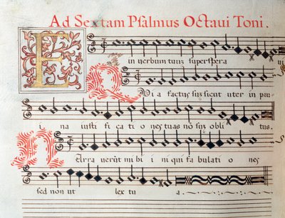 Página de música de uma obra sagrada de Giovanni Giacomo Gastoldi de Unknown artist