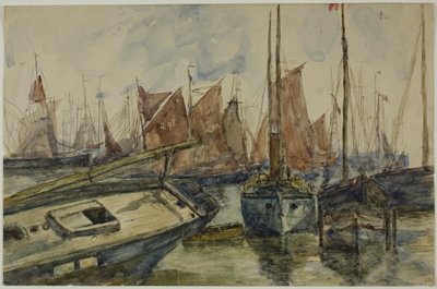 Navios no porto de Unknown artist