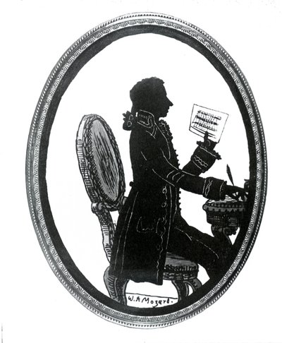 Silhueta do compositor Wolfang Amadeus Mozart (1756 - 1791). de Unknown artist