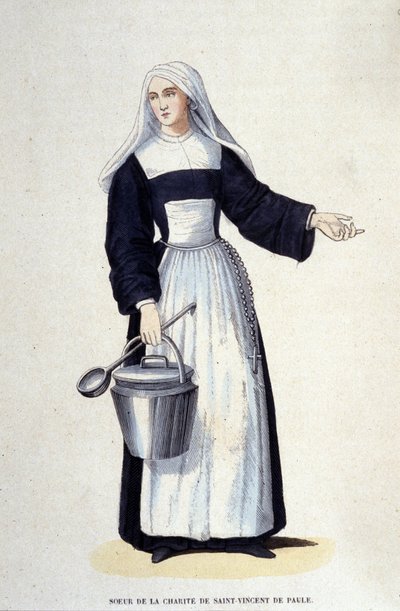 Irmã da Caridade de São Vicente de Paulo. Gravura de um álbum sobre ordens religiosas, Paris de Unknown artist
