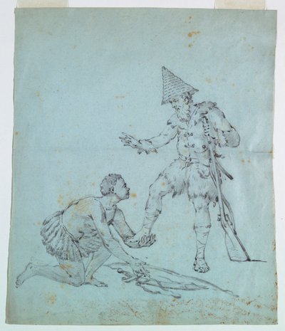 Esboço para impressão de algodão: Robinson Crusoe de Unknown artist