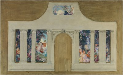 Esboço para um conjunto: Farandole de jovens mulheres com flores de Unknown artist