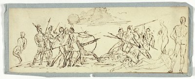 Esboço da Cena de Batalha (reto); Fragata (verso) de Unknown artist