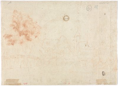 Esboço de uma Aldeia (verso) de Unknown artist
