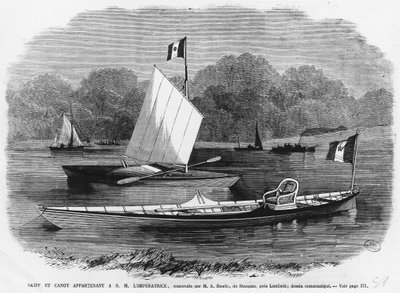 Skiff e canoa ao lado da imperatriz, construída por M.A. Searle de Stangate, perto de Lambeth - gravura de Unknown artist