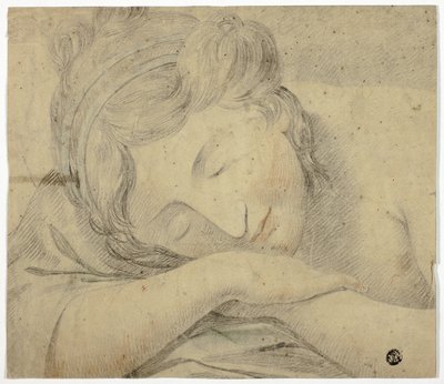Mulher adormecida com a cabeça nos braços de Unknown artist