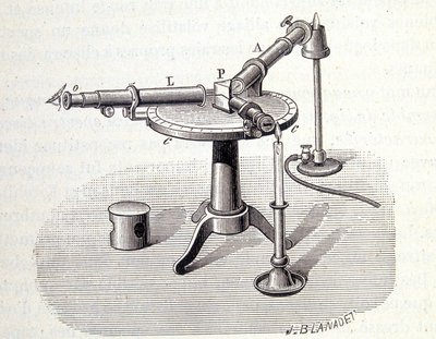 Espectroscópio Bunsen e Kirchoff - em "Physique populaire" de Emile Desbeaux, Flammarion de Unknown artist