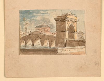Design de palco, ponte sobre a água de Unknown artist