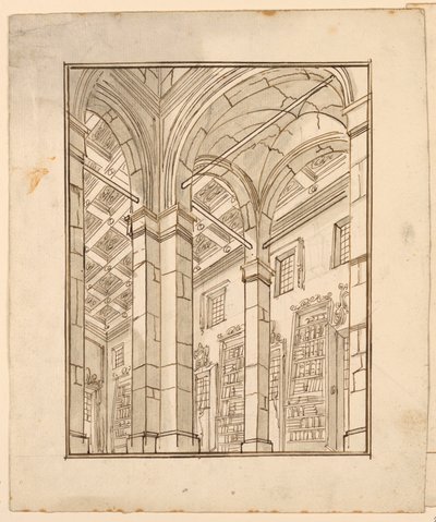 Cenário: Interior da Biblioteca com Arcos de Unknown artist