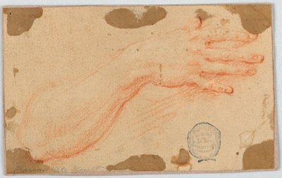 Estudo para o antebraço e a mão direita de uma mulher de Unknown artist