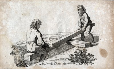 Swing: duas crianças em uma fita adesiva de bumbum gravada no final do século XVIII. Colecção privada. de Unknown artist
