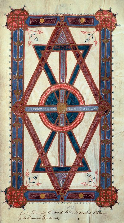 Representação simbólica de Cristo: "Ego sum Alpha et Omega, primus et novissimus" Página extraída do "Livro de Horas de Fernando I de León y Castilla de Unknown artist