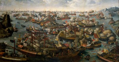 A Batalha de Lepanto, 7 de outubro de 1571, finais do século XVI (óleo sobre tela) de Unknown artist
