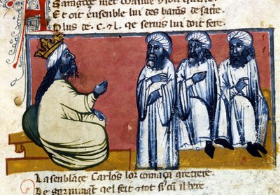 O califa da Espanha. Manuscrito do século XIV. Bíblia. Marciana, Veneza. de Unknown artist