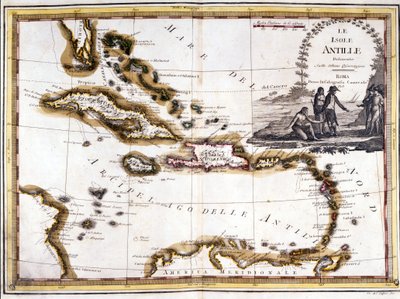 O arquipélago das Caraíbas, baseado num Atlas de 1798. de Unknown artist