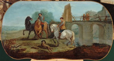 O adestramento dos cavalos, entre 1701 e 1800 (óleo sobre tela) de Unknown artist