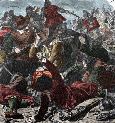 The French Seize Milan - A sede de Milão 1499 - Gravura a cores de Unknown artist
