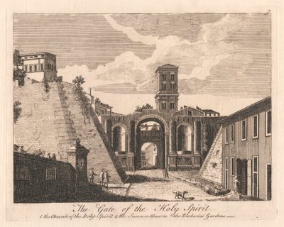 A Porta do Espírito Santo: 1. a Igreja do Espírito Santo 2. a Casa de Verão nos Jardins Barbarini de Unknown artist