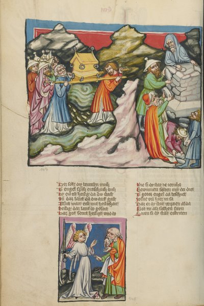 Os israelitas com a Arca da Aliança no rio Jordão; A construção das doze pedras comemorativas; Um anjo que aparece a Josué de Unknown artist
