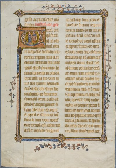 O casamento de Oséias e Gômer em um "V" inicial historiado de uma Bíblia de Unknown artist