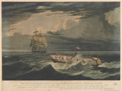 O melancólico naufrágio do navio Frances Mary de St. Johns... o aparecimento, a 7 de março de 1826, da fragata Blonde de Sua Majestade... de Unknown artist