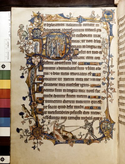 O carvalho e um unicórnio, ilustração de "Ormesby Psalter de Unknown artist