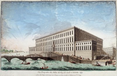 O Palácio do Rei da Suécia em Estocolmo - gravura de Unknown artist
