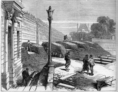 A Comuna de Paris, em 1871. Barricade des federes (comunas) na esquina da Rue de Rivoli com a Place de la Concorde. de Unknown artist