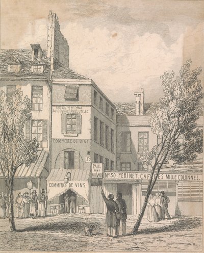 A Residência de Jeschi no Boulevard du Temple, a partir de um desenho feito no local. A janela coberta com uma persiana é aquela de onde estava o motor mortal [Dissil?]; página 2 (Volume Dois) de Unknown artist