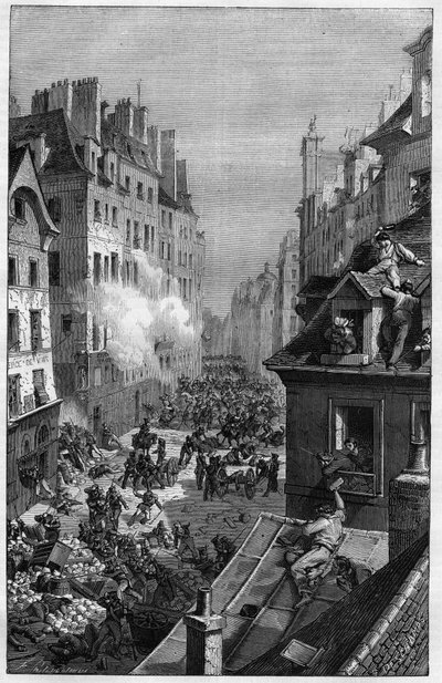 A Revolução de 1830. O combate no faubourg Saint-Antoine. de Unknown artist