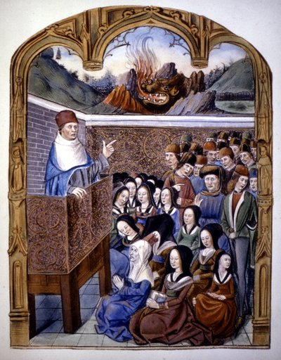 O Sermão: os 12 perigos do inferno. O manuscrito do século XV. de Unknown artist