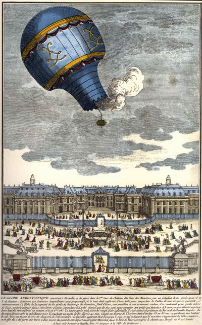 O globo aerostático construído em Versalhes, em 1783. de Unknown artist