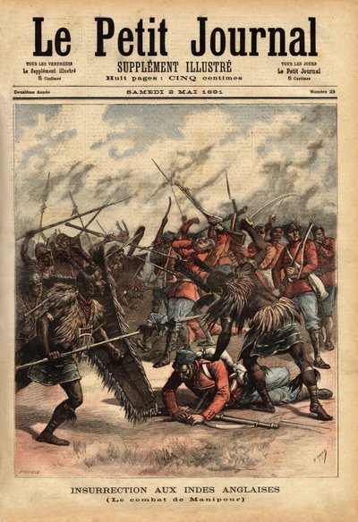 A batalha de Manipur (ou Manipur) (nordeste da Índia), de 24 a 26 de Abril de 1891, onde forças coloniais britânicas e rebeldes de Maharajah Kullachandra Singh (morto no exílio em 1934), no trono desde 1890, abusaram do seu irmão Surchandra Singh (regne 18 de Unknown artist