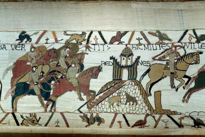 A conquete da Bretanha pelo Duque da Normandia Guilherme o Conquistador (1027-1087): a captura de Rennes Detalhe da tapeçaria de Bayeux ou Bordado da Rainha Mathilde de Unknown artist