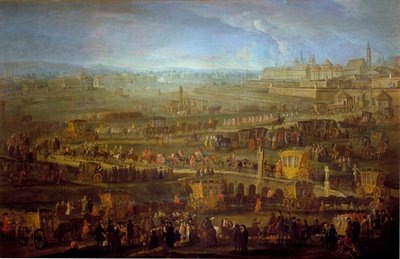O cortejo do Marquês de Mirepoix (1699-1757) embaixador com os representantes diplomáticos franceses em Viena 12/10/1738 Pintura anónima do século XVIII. Viena, Museu Historisches da Cidade de Unknown artist