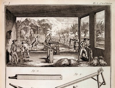 A cultura do cânhamo - em "Encyclopedie" de Denis Diderot e Jean Le Rond d