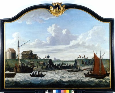 A barragem de Zierikzee. A pintura anónima do século XVIII. Zierikzee Wastenday Siloten, Duiveland. de Unknown artist