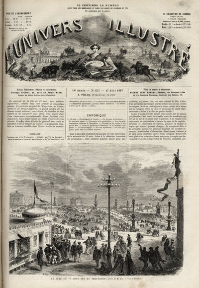 A festa de 15 de Agosto de 1867 no Trocadero em Paris - O universo ilustre de 1867 de Unknown artist