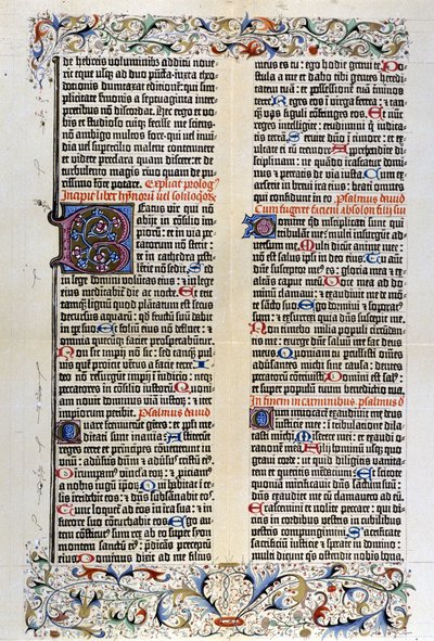 A Bíblia latina de Gutenberg com 42 linhas - 1455. de Unknown artist